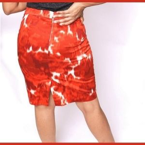 J. Crew "The Pencil Skirt" watercolor red floral